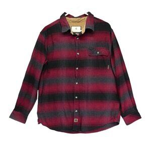 Legendary Whitetails Shirt Mens Large Buck Camp‎ Flannel Plaid Red Black